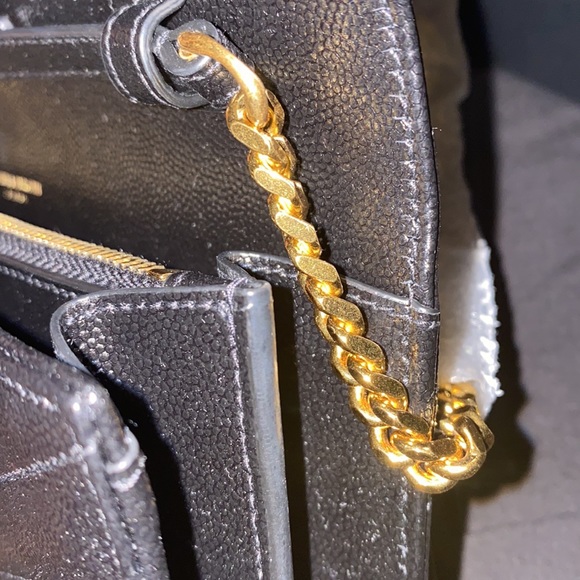 Selling a Black Saint Laurent Large Monogram Quilted Leather Wallet on a Chain - Picture 9 of 13